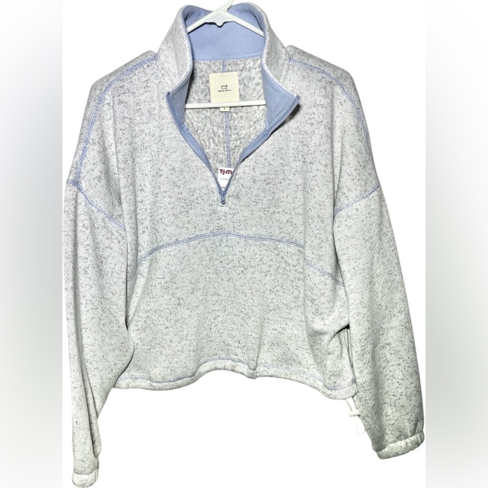 ✨NWT✨ Thread & Supply Half Zip Cropped Fleece Cinched Waist Pullover Sweatshirt